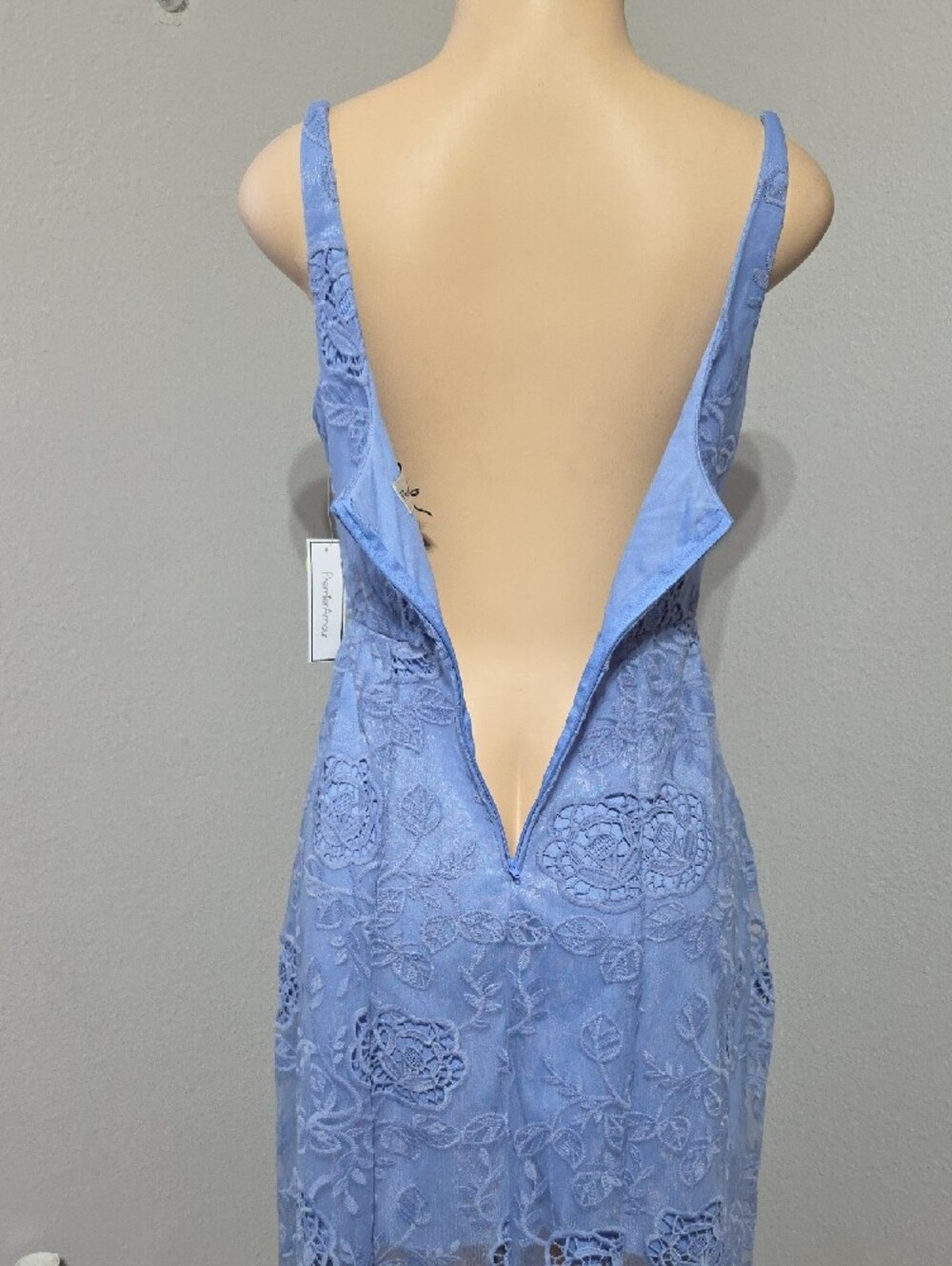 Premier Light Blue Lace Slip Midi Dress Size 8 - Picture 8 of 15